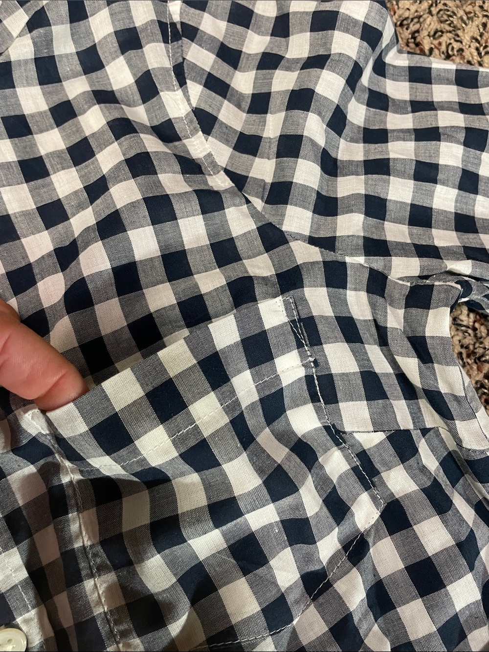 J. Crew Navy and White Gingham Button-Down Pocket Shirt Woman’s XXS | NWOT - Picture 4 of 7